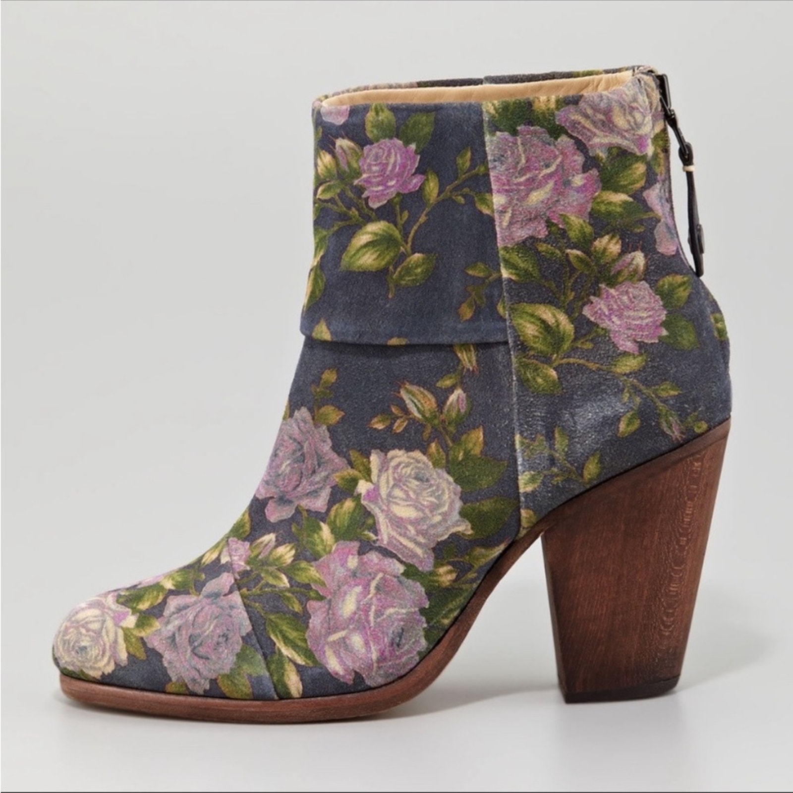 Rag & Bone Floral Newburyport Suede Ankle Boots, Guc, Size 7.5, Msrp $545